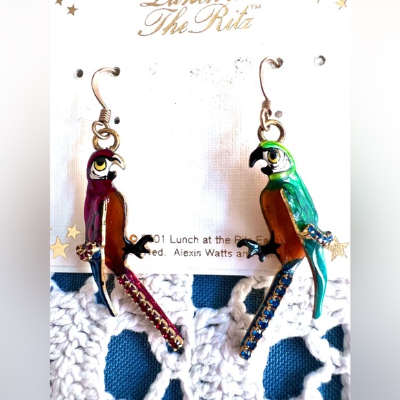 Lunch At The Ritz 2001 Parrot Fries earrings - Picture 1 of 5
